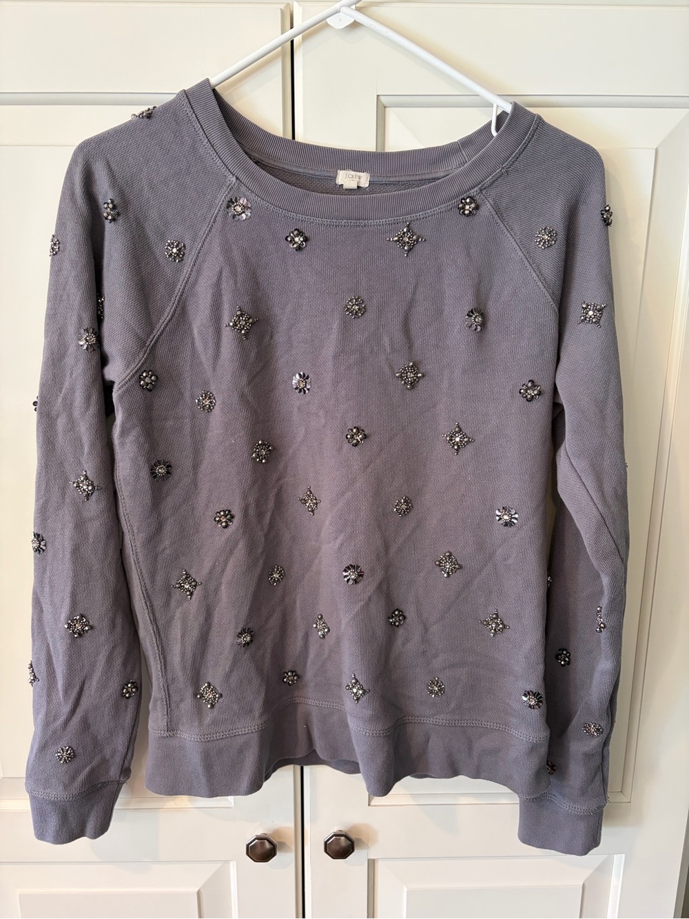 J. Crew Gray Embellished Crewneck Sweatshirt